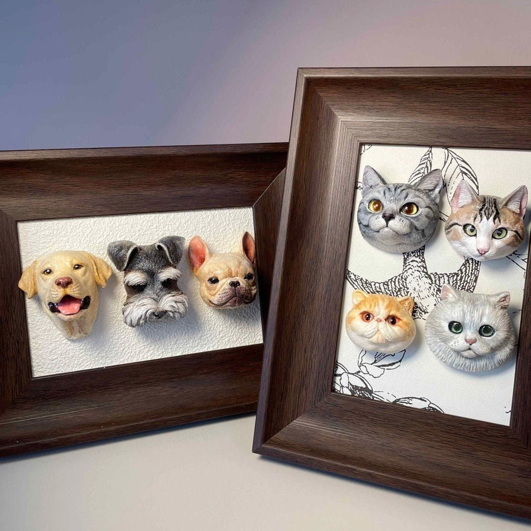 Magnetic Wood Photo Frame for Pet Head Figurine - PetPalsDIY