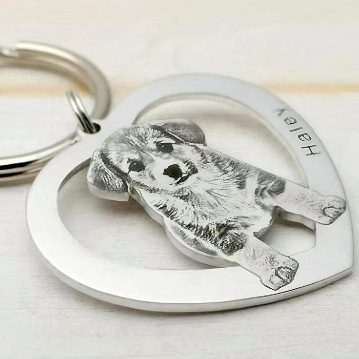 Personalized Heart - Shaped Pet Face Keychain™ - PetPalsDIY