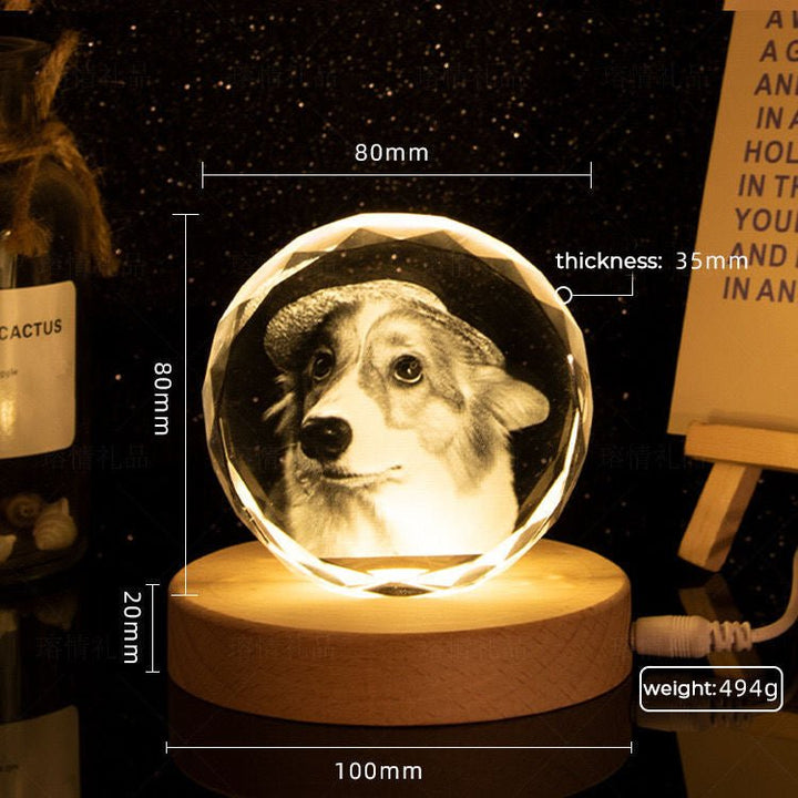 Personalized Laser-Engraved 3D Pet Photo Crystal Heart - PetPalsDIY