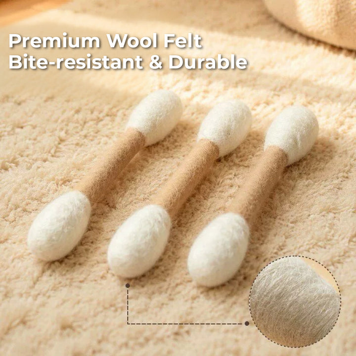 Handmade Giant Cotton Swab Wool Felt Pet Toy with Natural Catnip