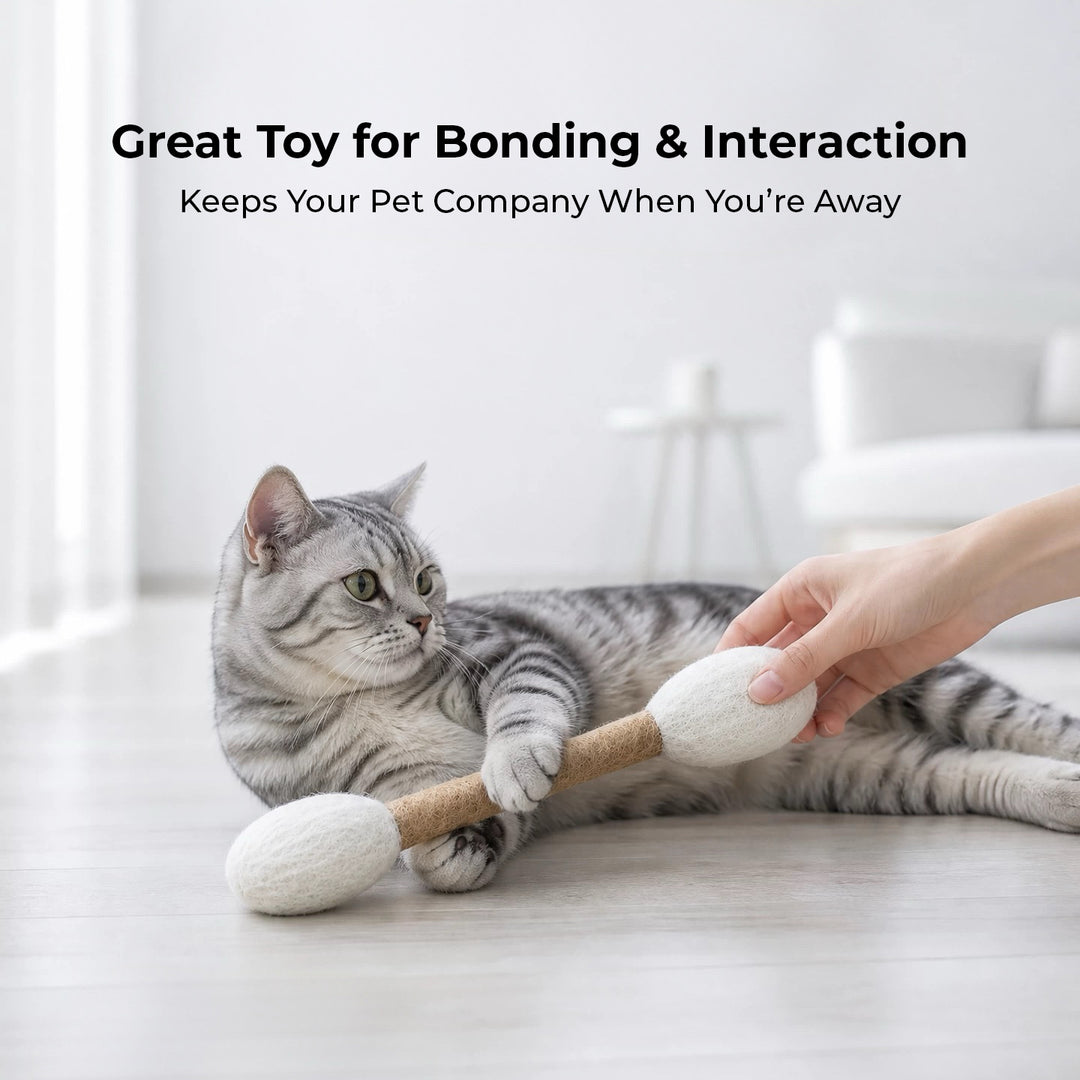 Handmade Giant Cotton Swab Wool Felt Pet Toy with Natural Catnip