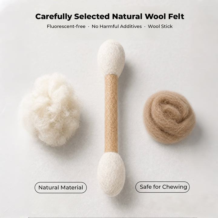 Handmade Giant Cotton Swab Wool Felt Pet Toy with Natural Catnip