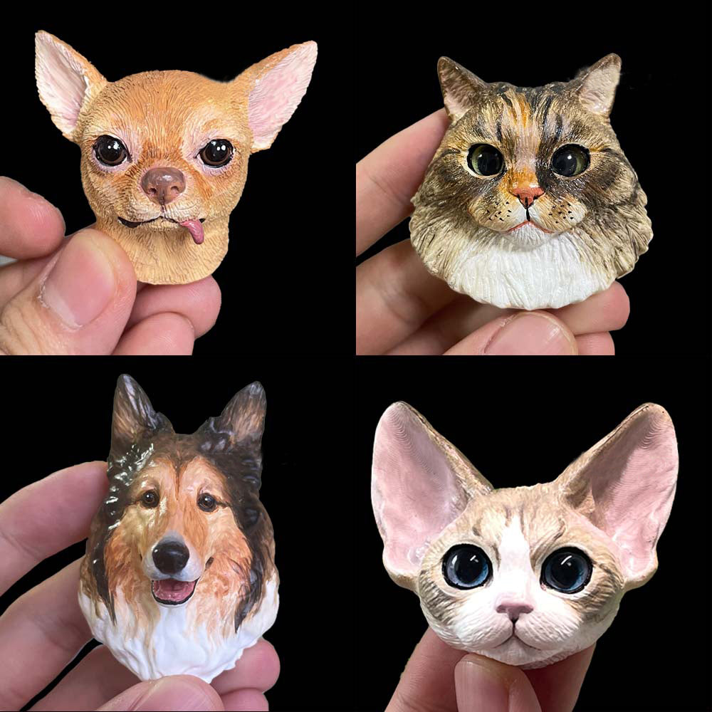 Hand-Engraved Custom Pet Head Fridge Magnet