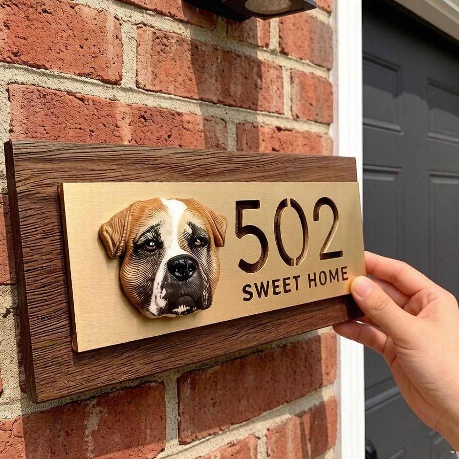 Custom Pet House Number Plate (*Pet Figurine is NOT included) - PetPalsDIY