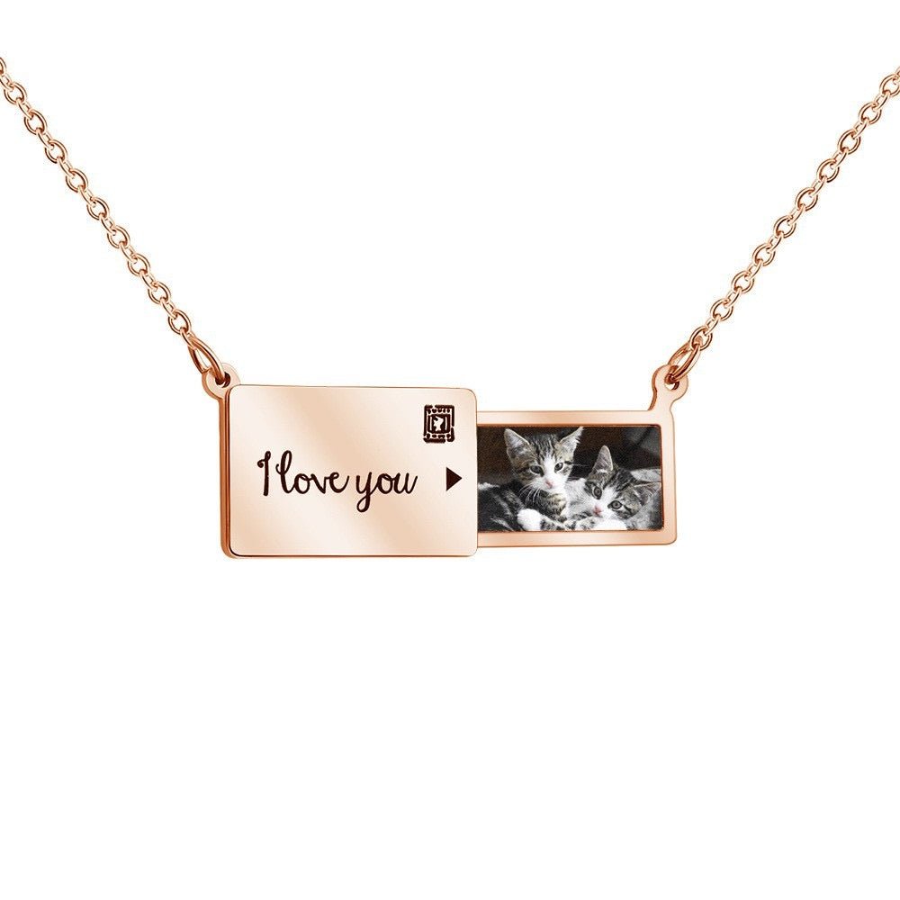 Customized Engraved Photo Envelope Pendant Necklace™ - PetPalsDIY