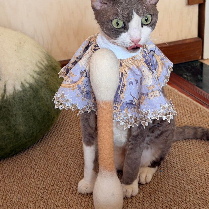 Handmade Giant Cotton Swab Wool Felt Pet Toy with Natural Catnip - PetPalsDIY