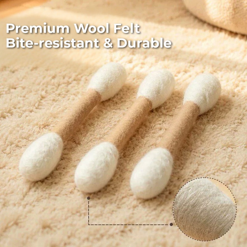 Handmade Giant Cotton Swab Wool Felt Pet Toy with Natural Catnip - PetPalsDIY