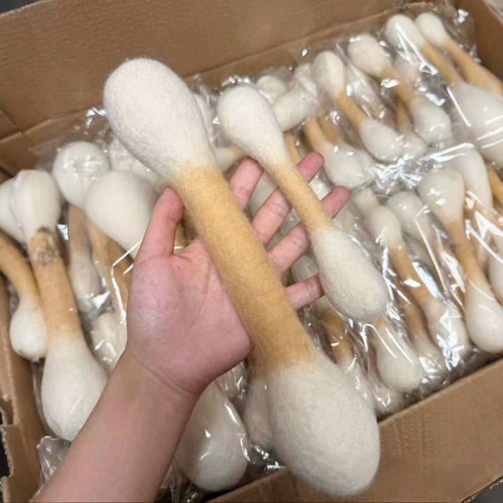 Handmade Giant Cotton Swab Wool Felt Pet Toy with Natural Catnip - PetPalsDIY