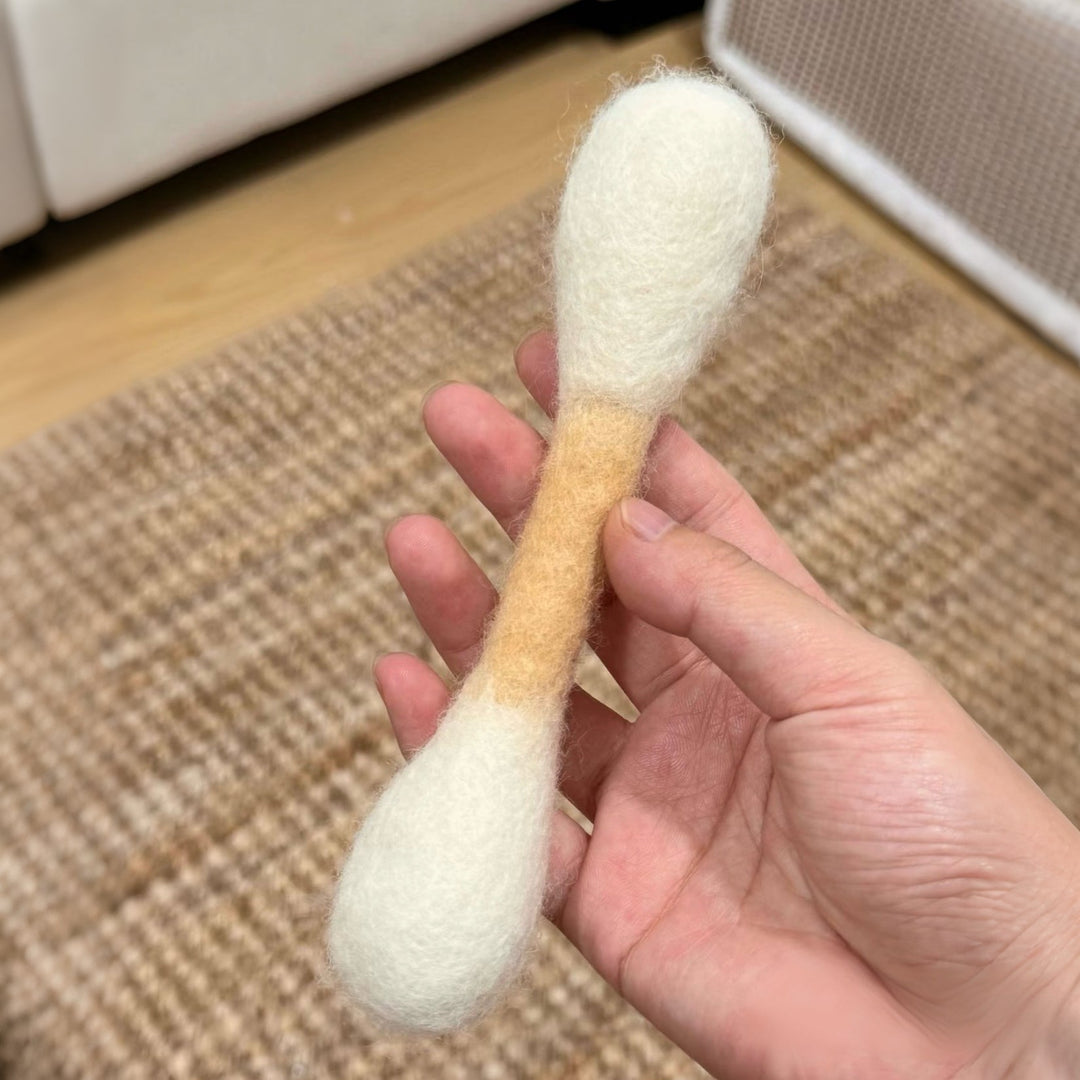 Handmade Giant Cotton Swab Wool Felt Pet Toy with Natural Catnip - PetPalsDIY