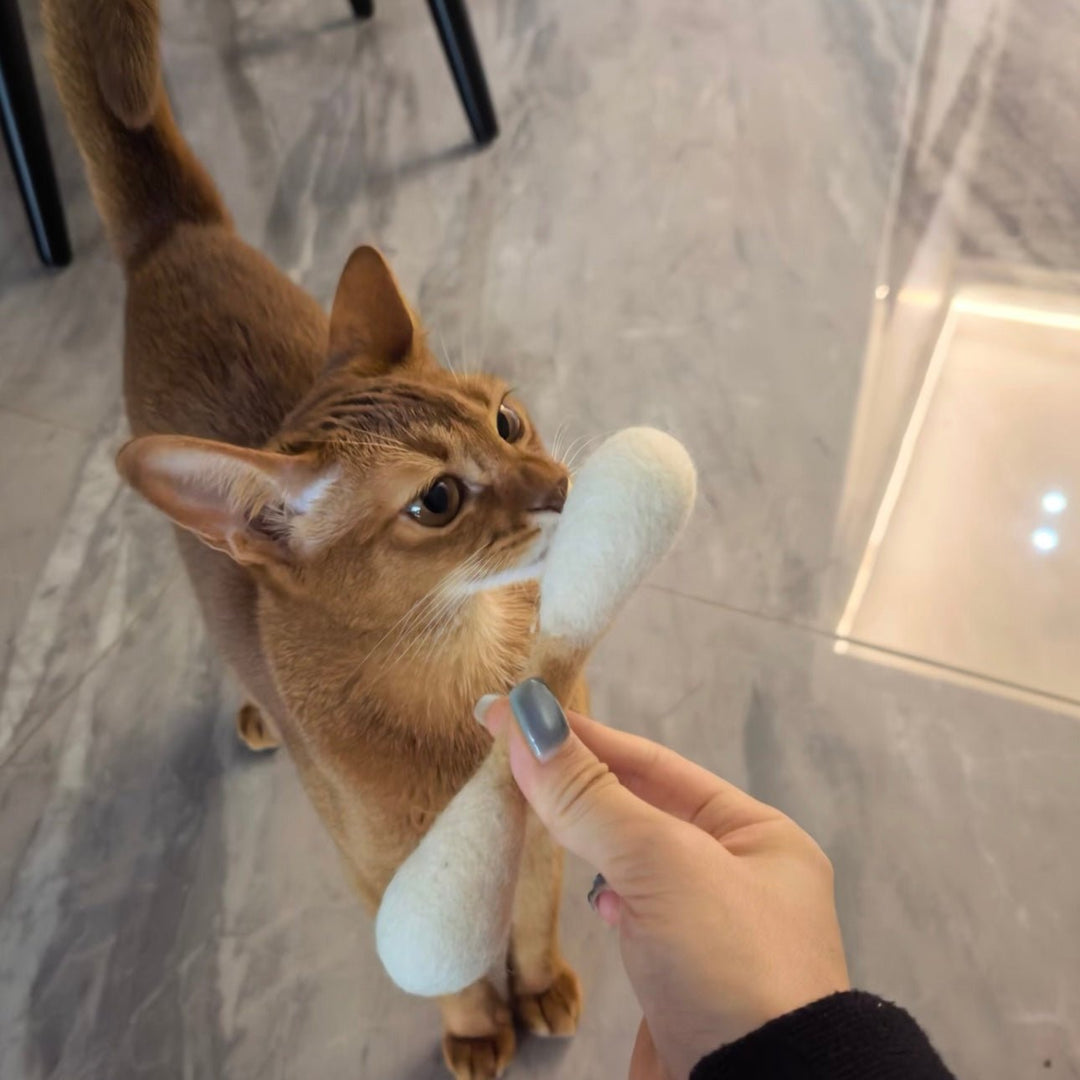 Handmade Giant Cotton Swab Wool Felt Pet Toy with Natural Catnip - PetPalsDIY