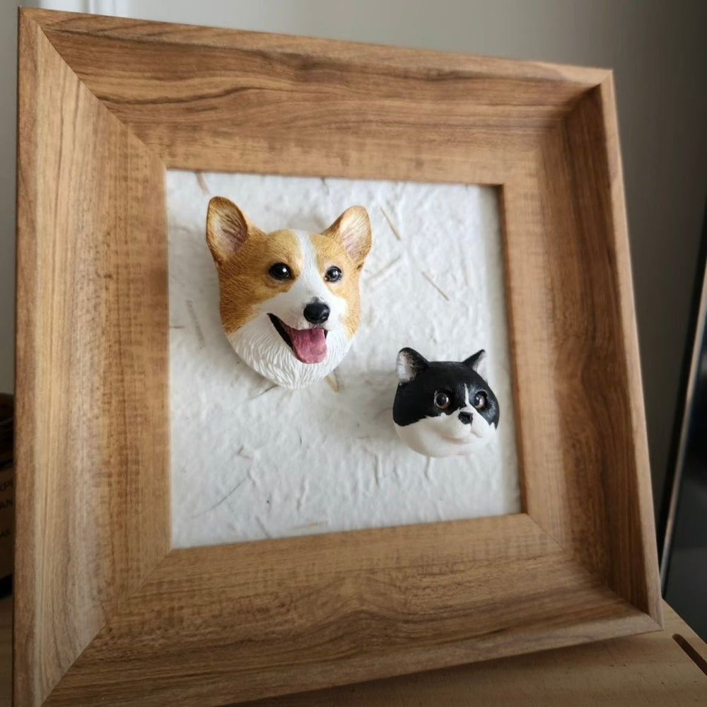 Magnetic Wood Photo Frame for Pet Head Figurine - PetPalsDIY