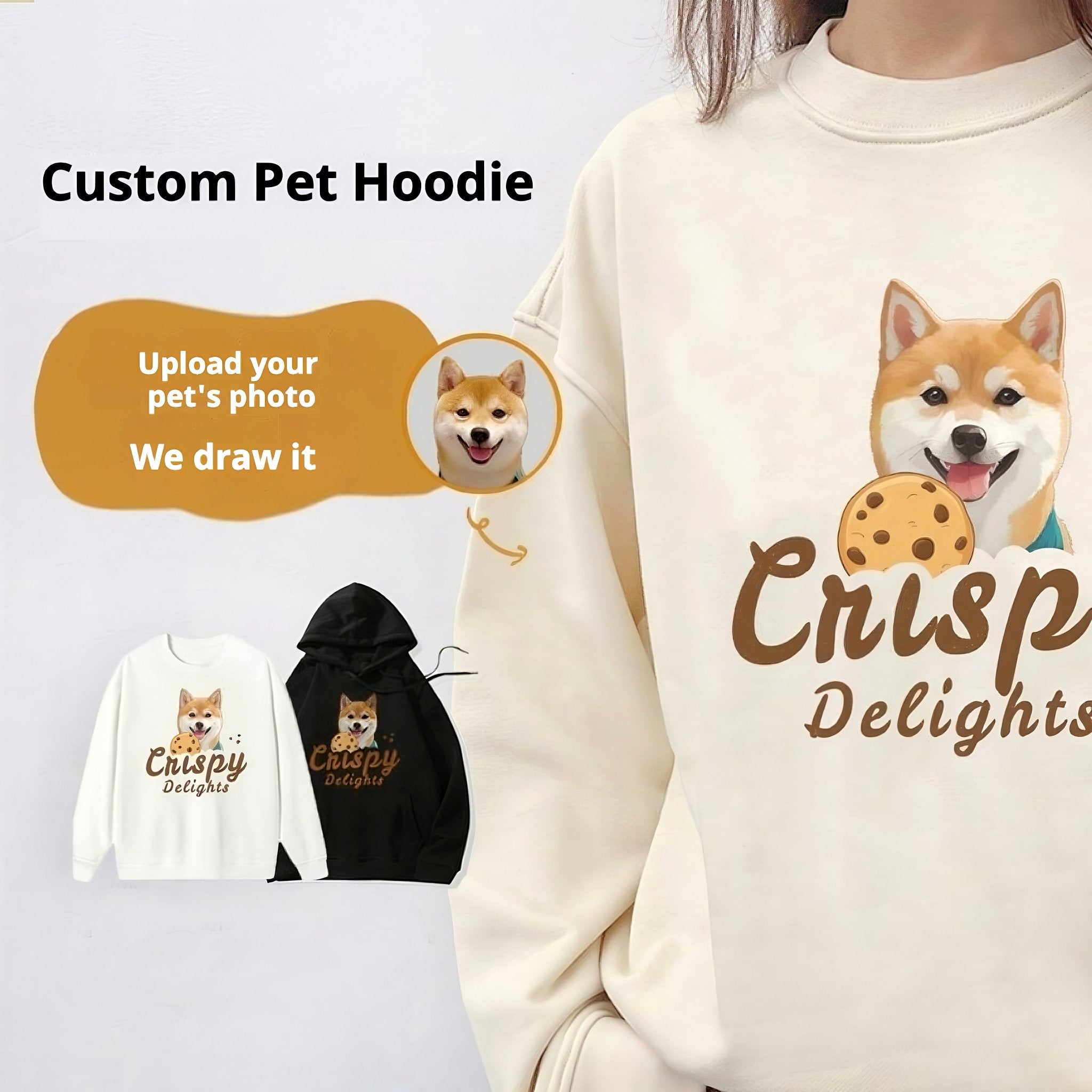 Personalized Pet Portrait Cotton Hoodie – PetPalsDIY