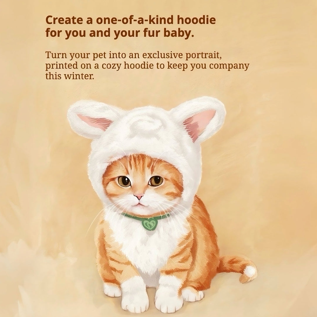 Personalized Pet Portrait Cotton Hoodie - PetPalsDIY