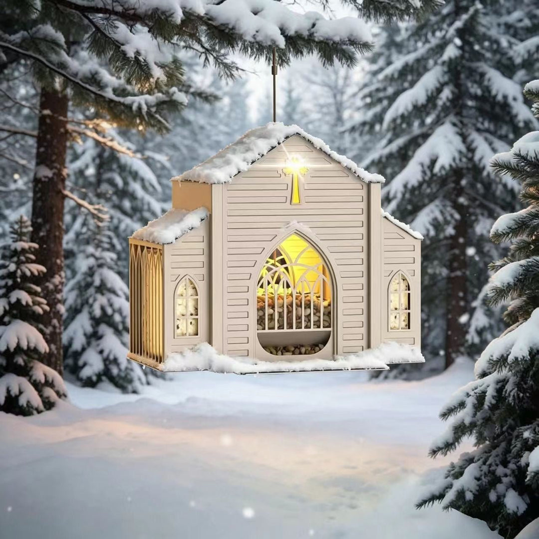Rustic Solar Church Bird Feeder - PetPalsDIY