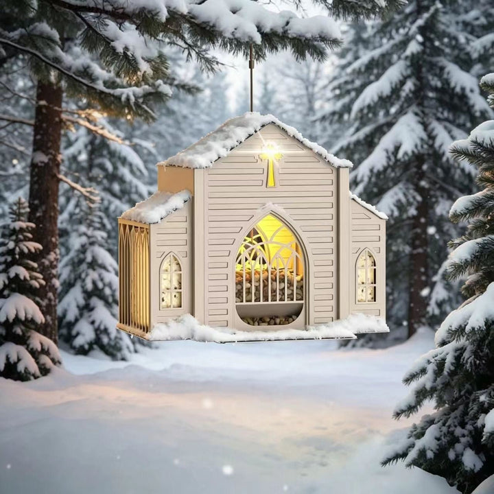 Rustic Solar Church Bird Feeder - PetPalsDIY